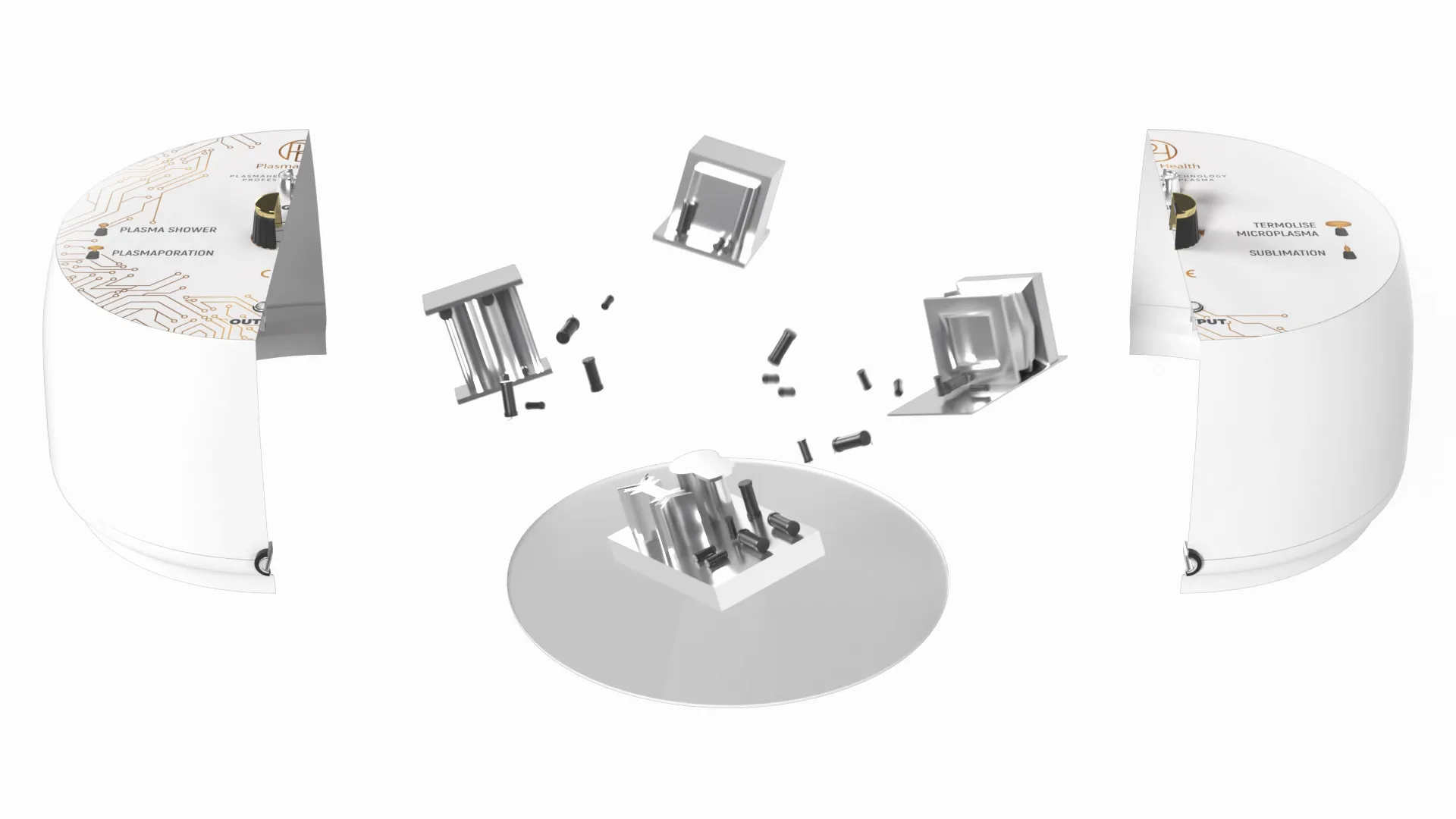 Das Ionesis System in Gold mit angeschlossenen Handstücken